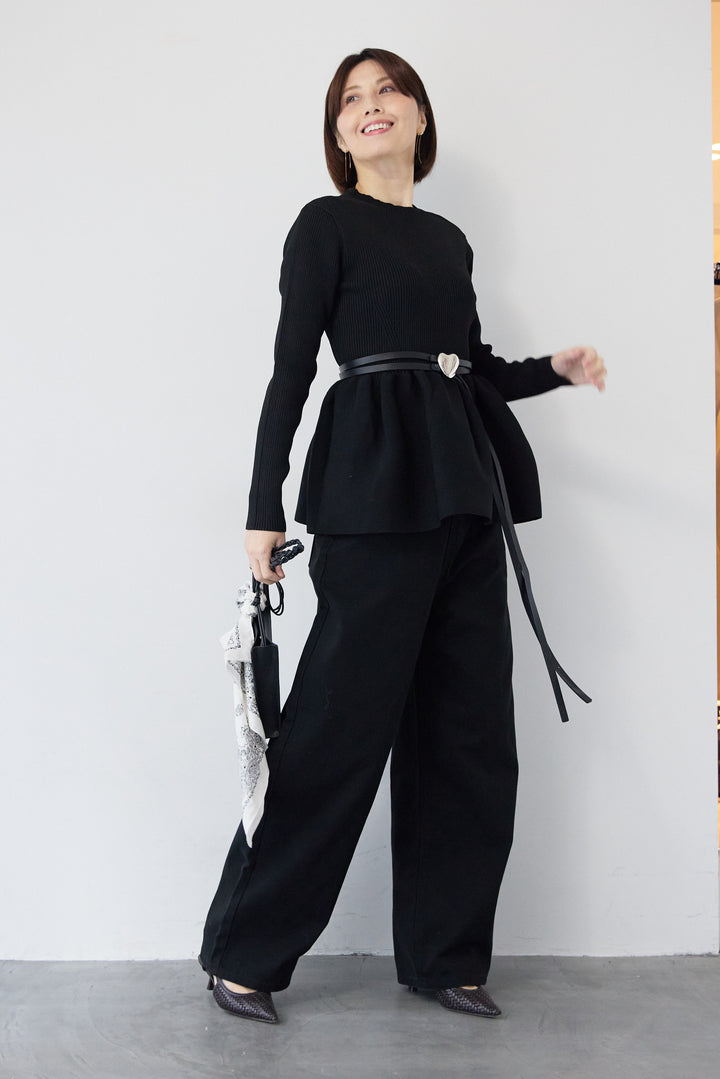 ストレートワイドデニムパンツ