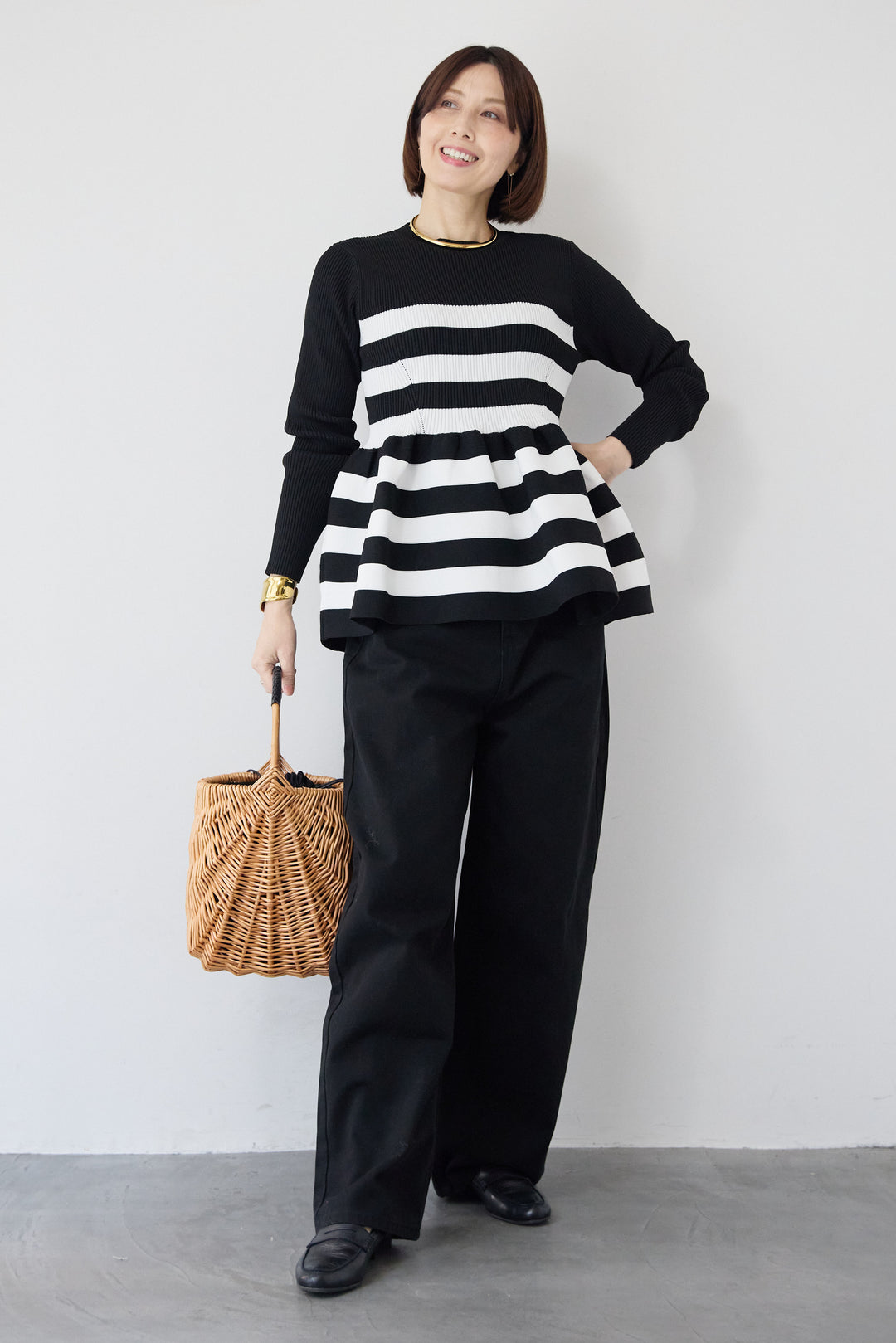 ストレートワイドデニムパンツ