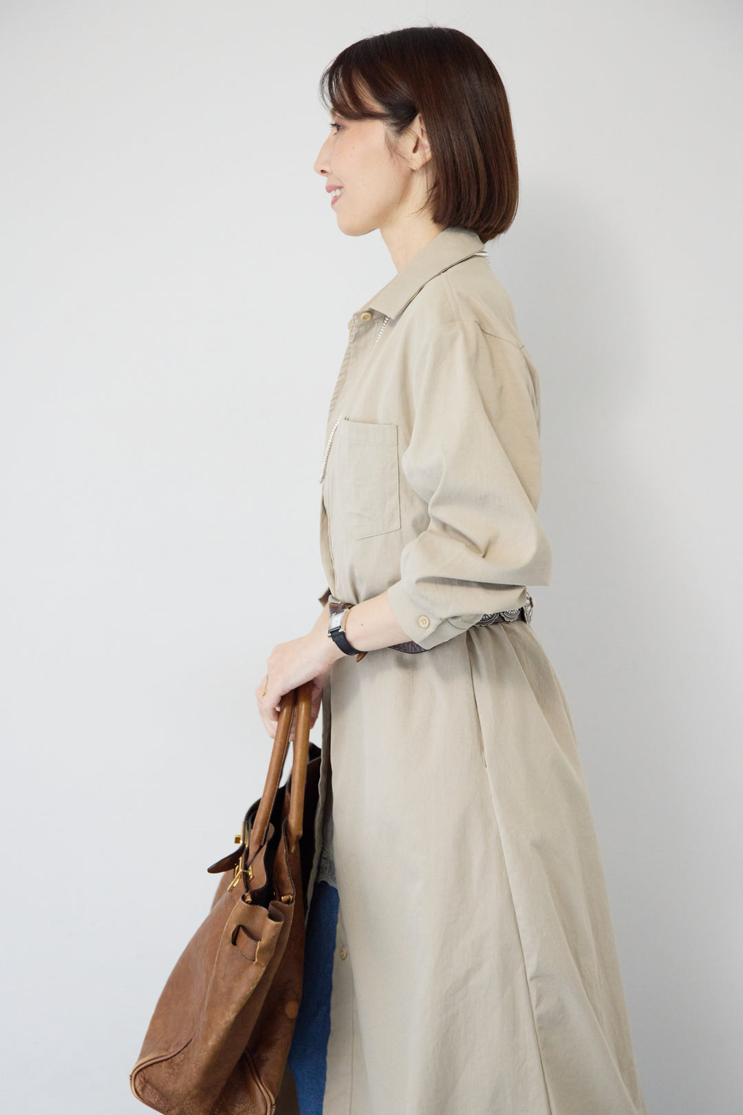 レイヤードシャツデザイン ワンピース