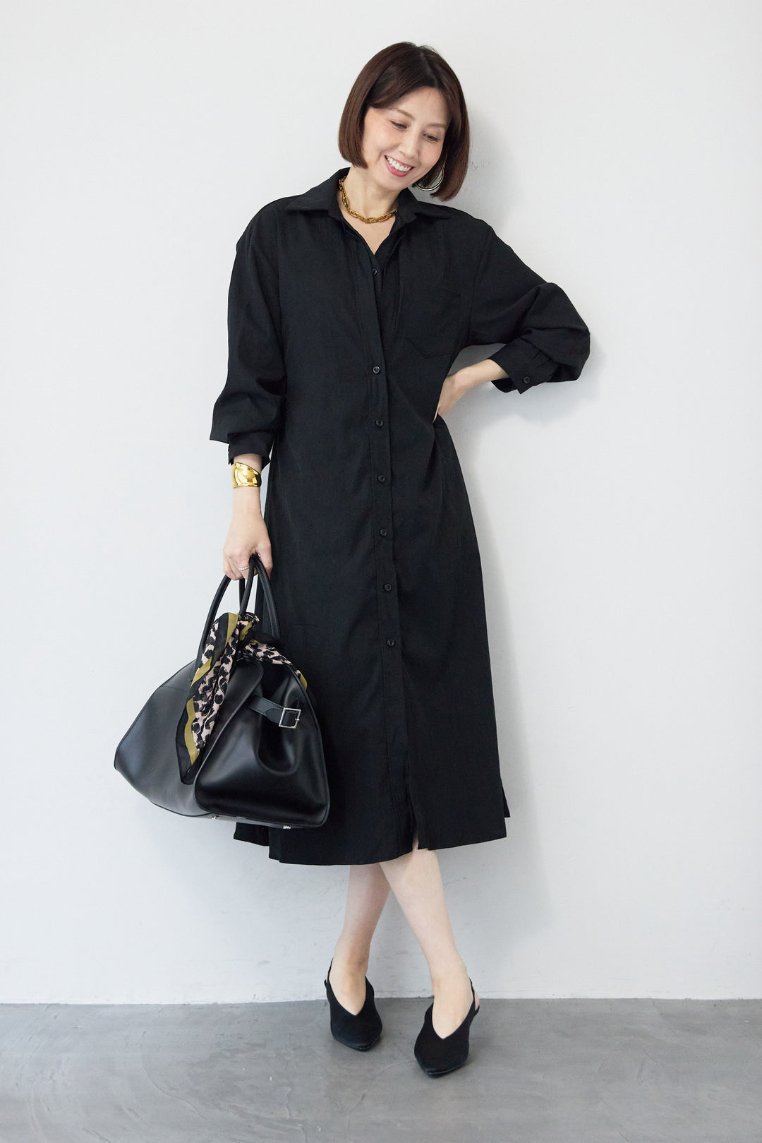 レイヤードシャツデザイン ワンピース