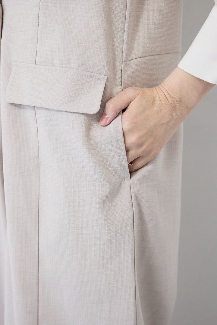 [SET]リネンライクオールインワン+ソフトシフォン ボウタイトップス(2set)