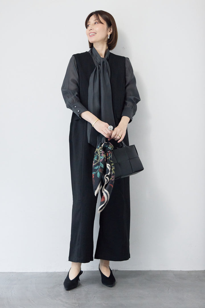 ソフトシフォン ボウタイトップス