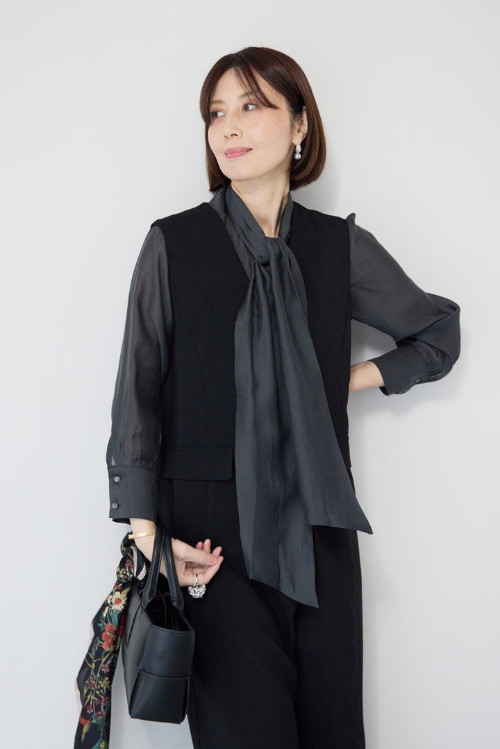 ソフトシフォン ボウタイトップス