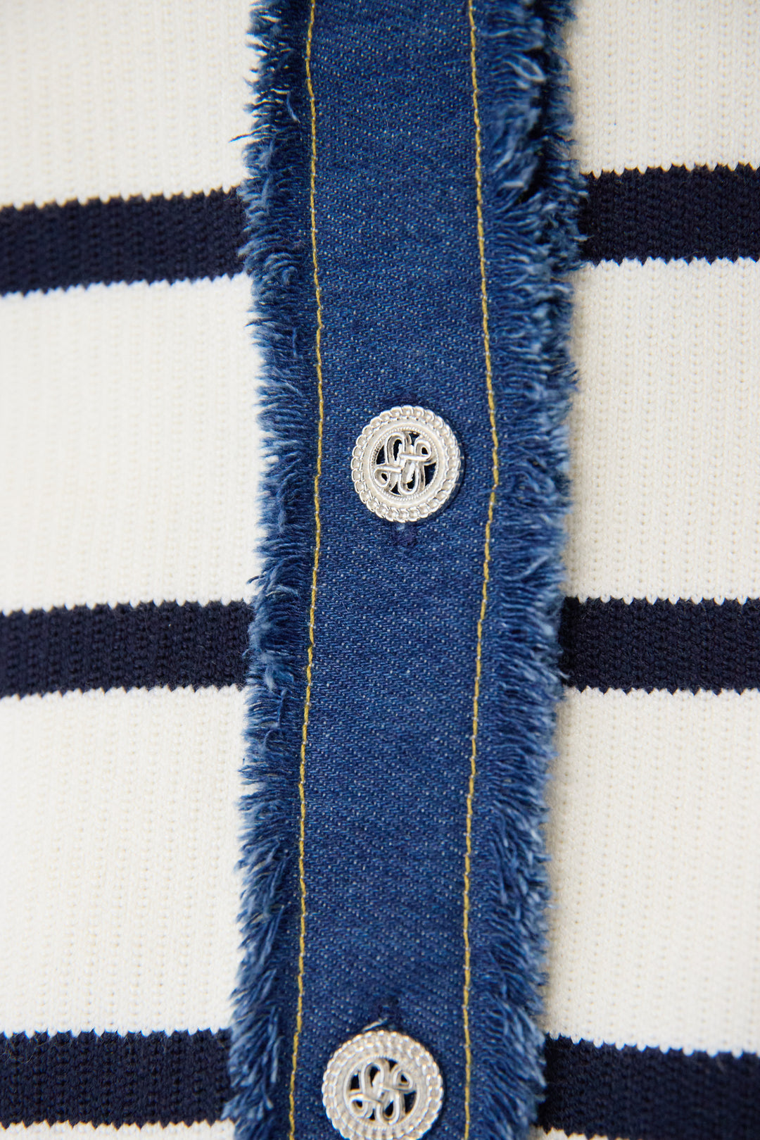 フリンジデニムライン ボーダーカーディガン