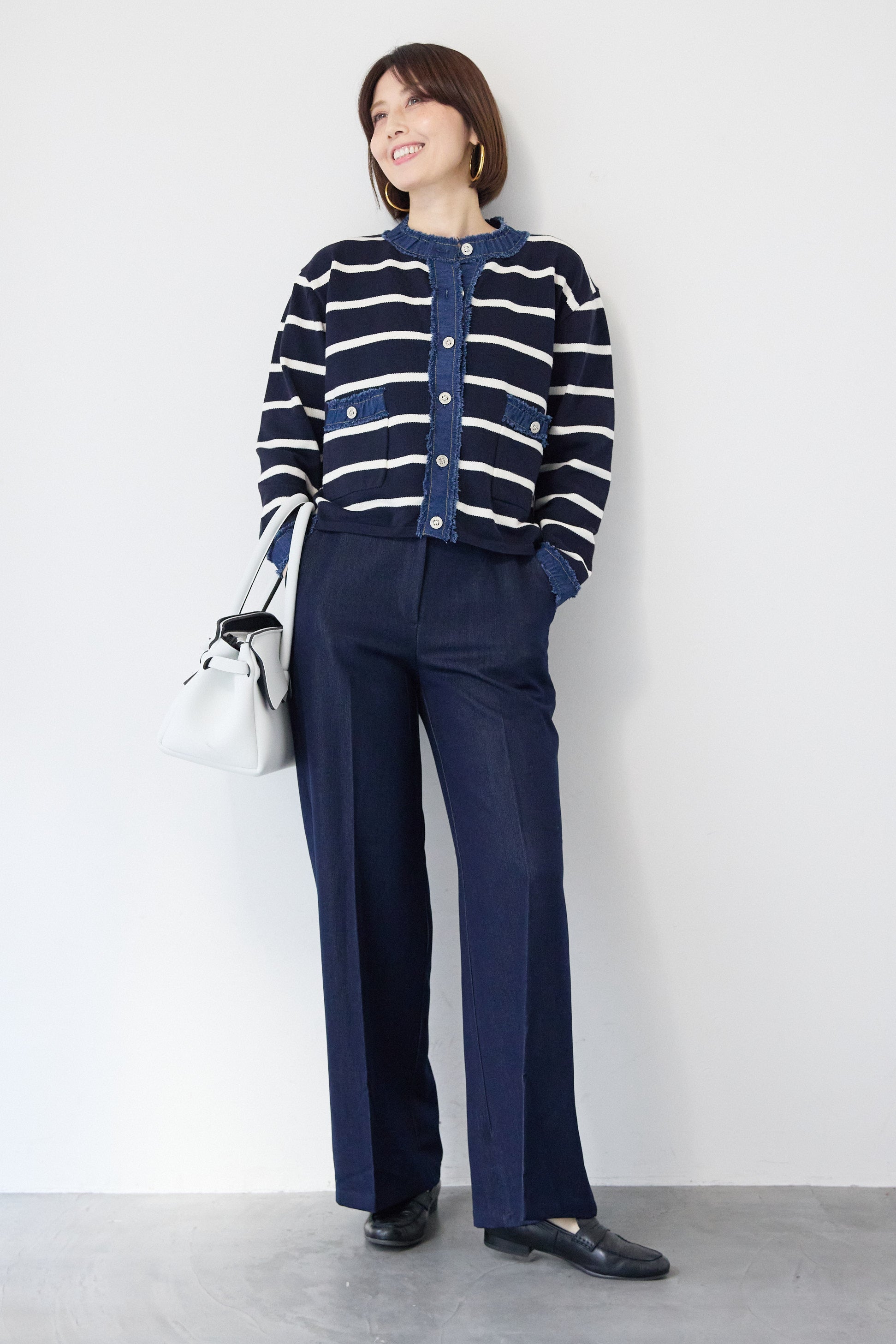 【新品・未使用】PLUS OTO.HA デニム襟×ニットシャツ PLUS OTO.HA. × HARUKO – plusotoha