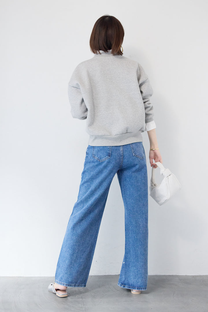 [SET]フリルレイヤードスウェットトップス+ハートスタッズ デニムパンツ(2set)