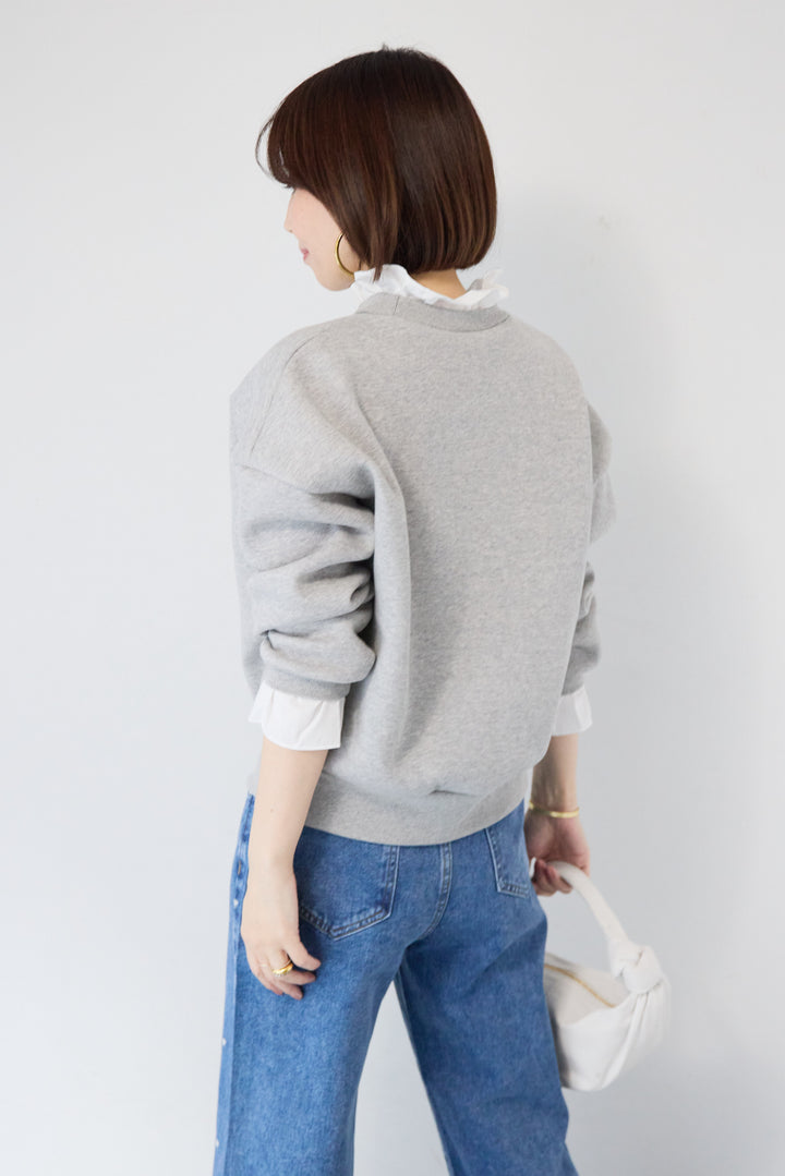 [SET]フリルレイヤードスウェットトップス+ハートスタッズ デニムパンツ(2set)