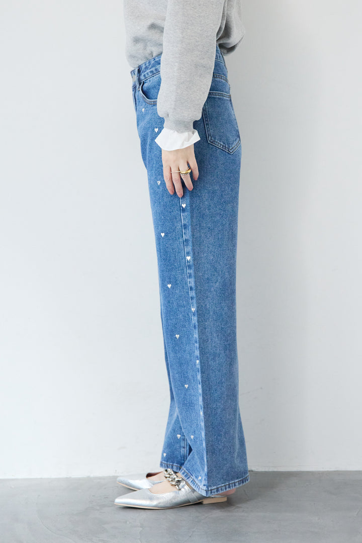 ハートスタッズ デニムパンツ