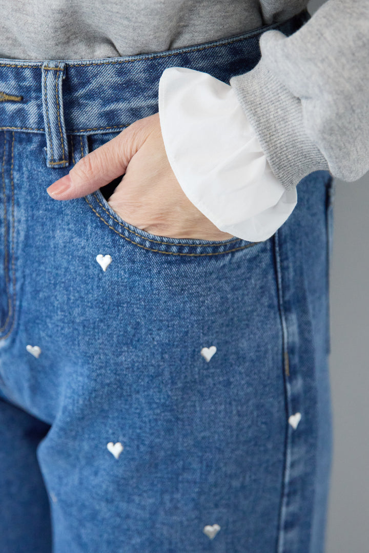 ハートスタッズ デニムパンツ
