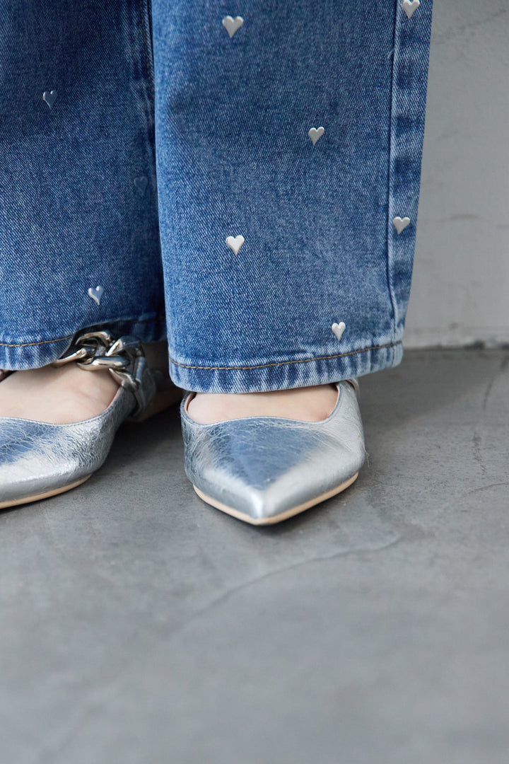 ハートスタッズ デニムパンツ