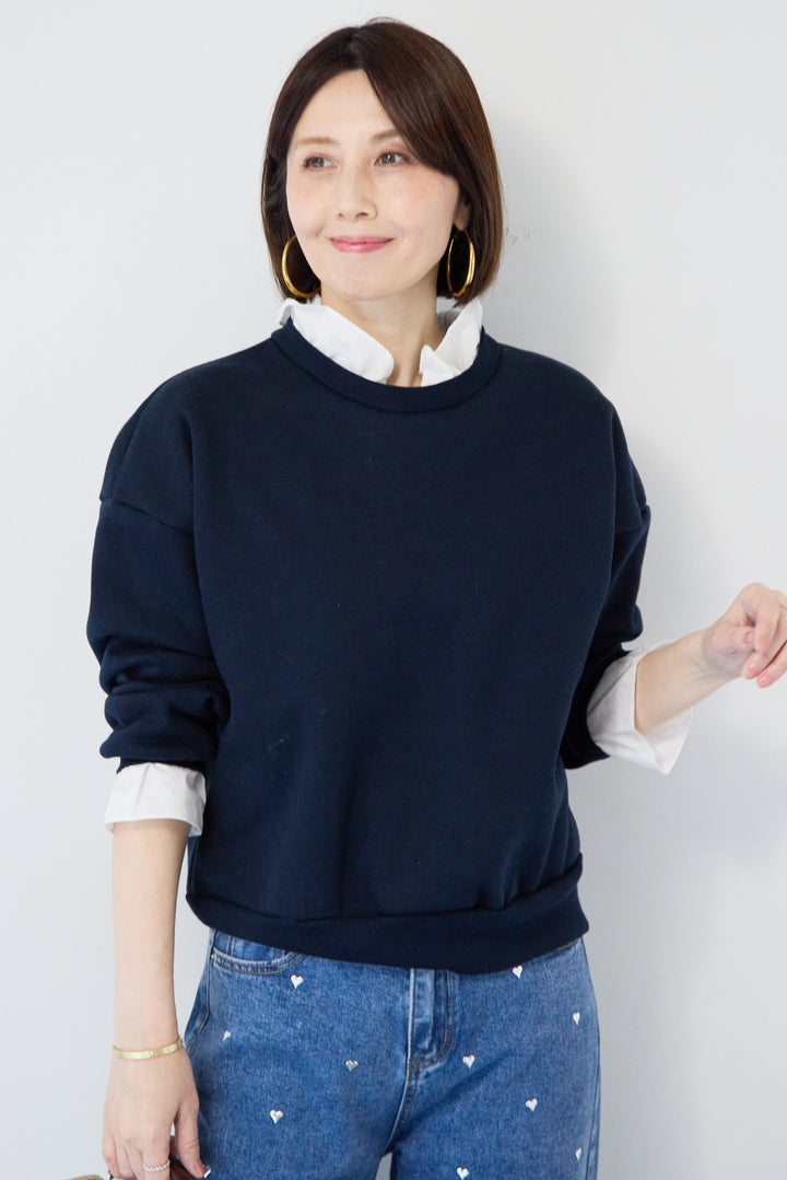 [SET]フリルレイヤードスウェットトップス+ハートスタッズ デニムパンツ(2set)