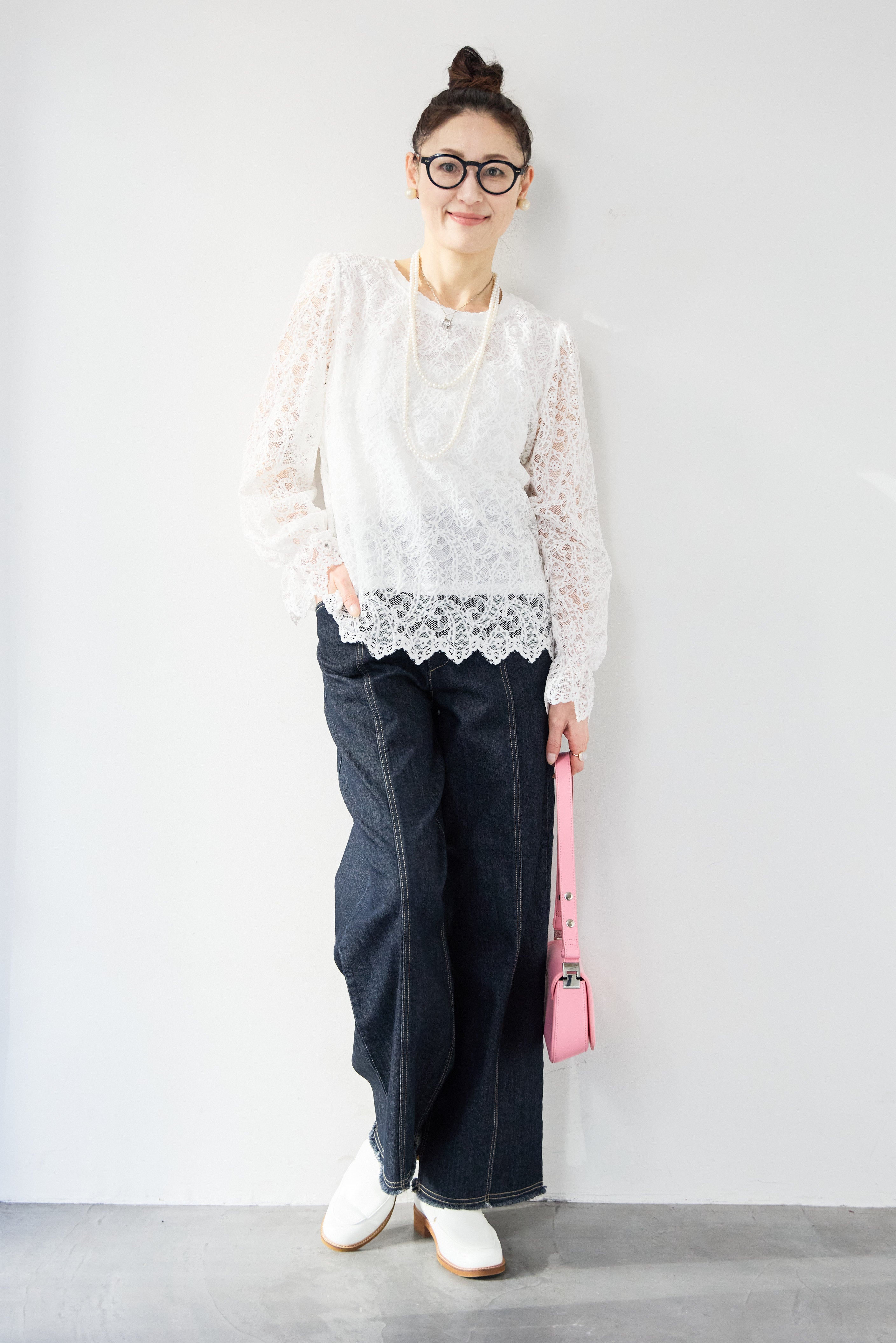 スカラップヘム レースシアーブラウス – plusotoha