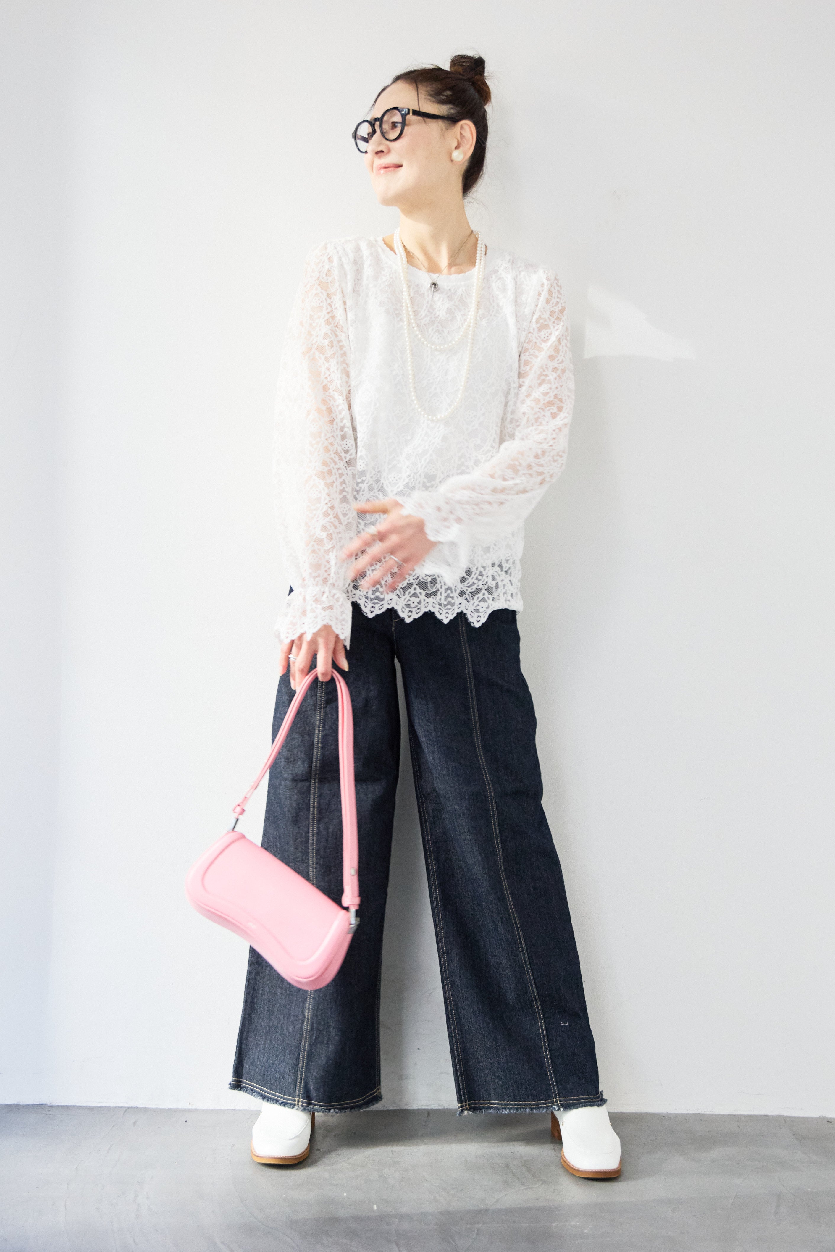 未使用級★Drawer ドゥロワー レースヘムスカラップブラウス 36 美品 ドゥロワー レースヘムスカラップブラウス レディース SIZE 38 (M