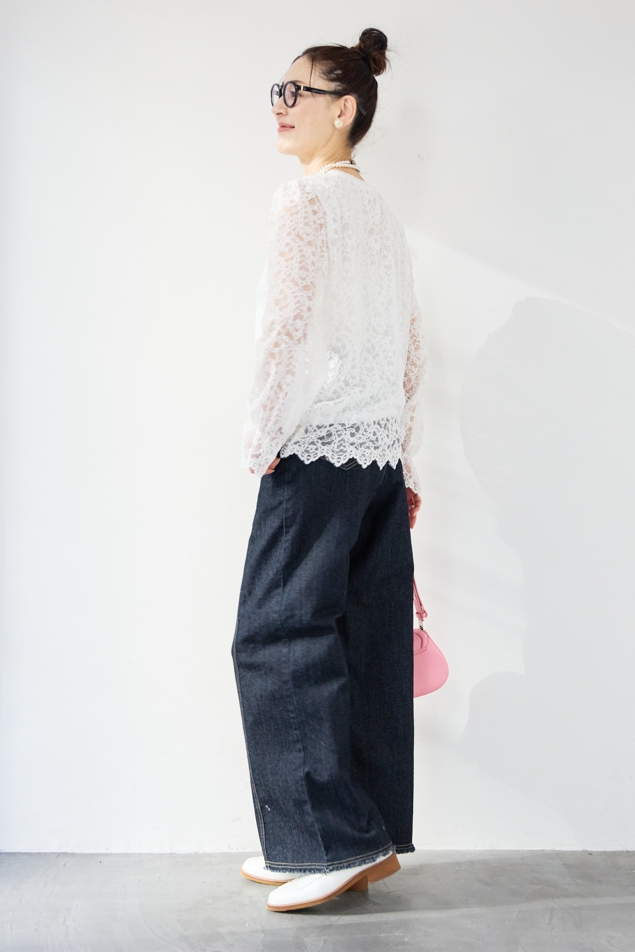 スカラップヘム レースシアーブラウス – plusotoha