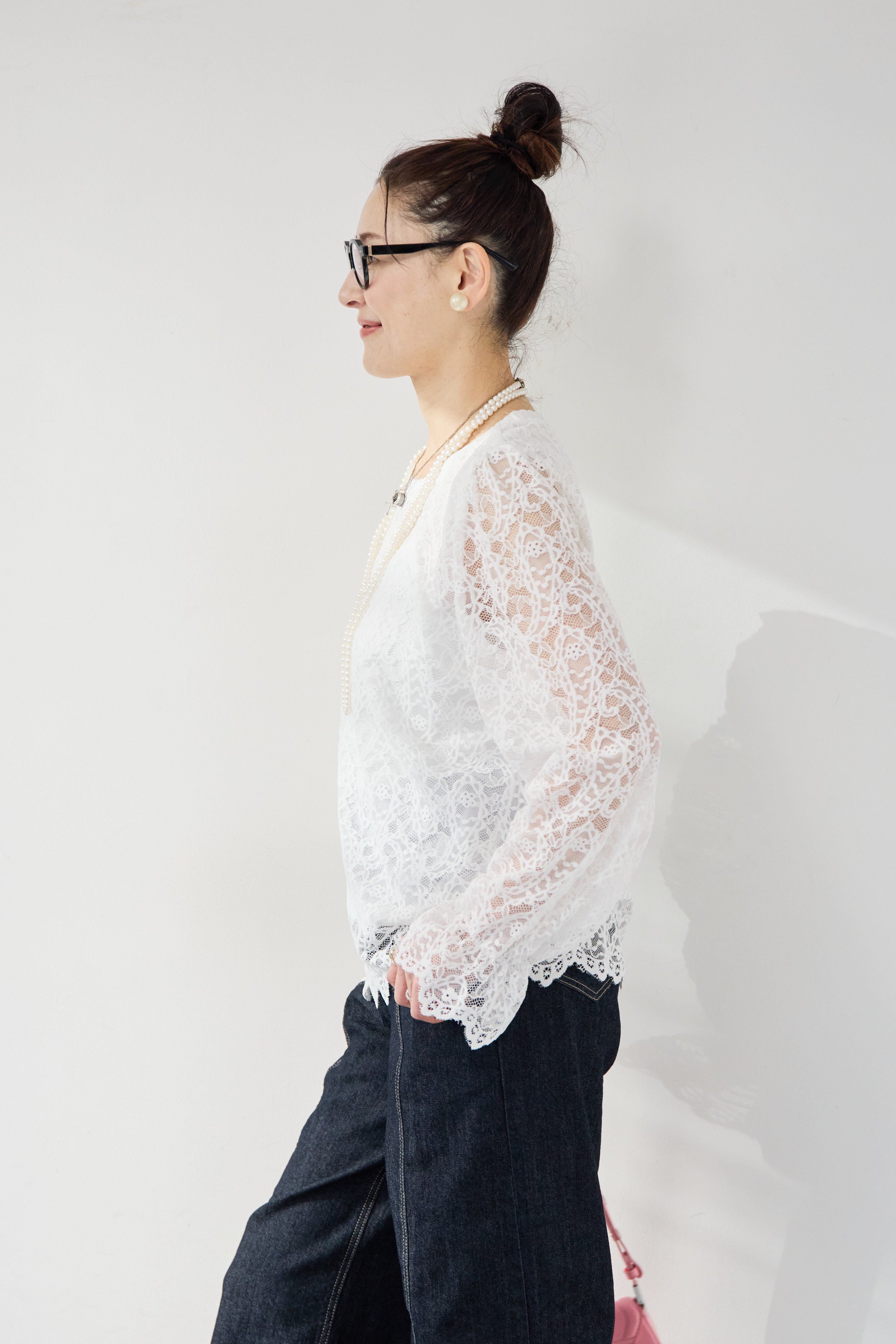 スカラップヘム レースシアーブラウス – plusotoha