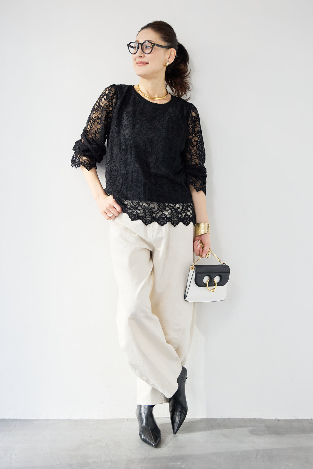 リネンデニムカーブパンツ