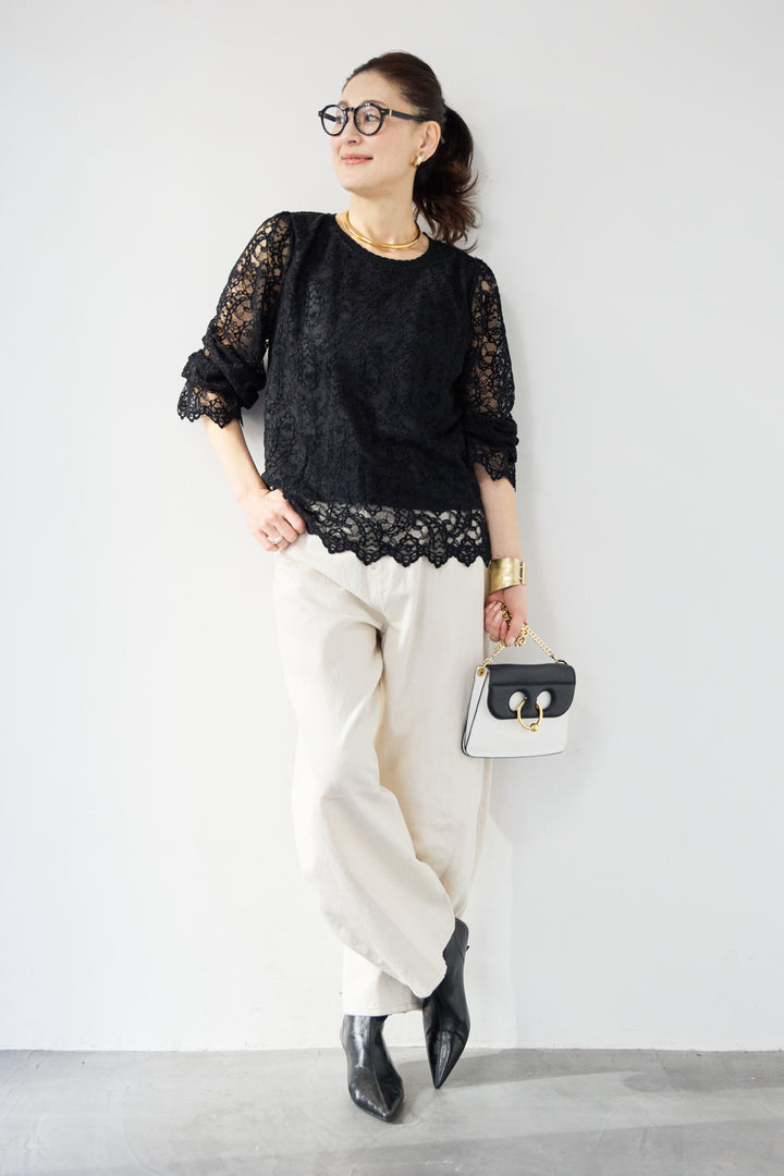 リネンデニムカーブパンツ