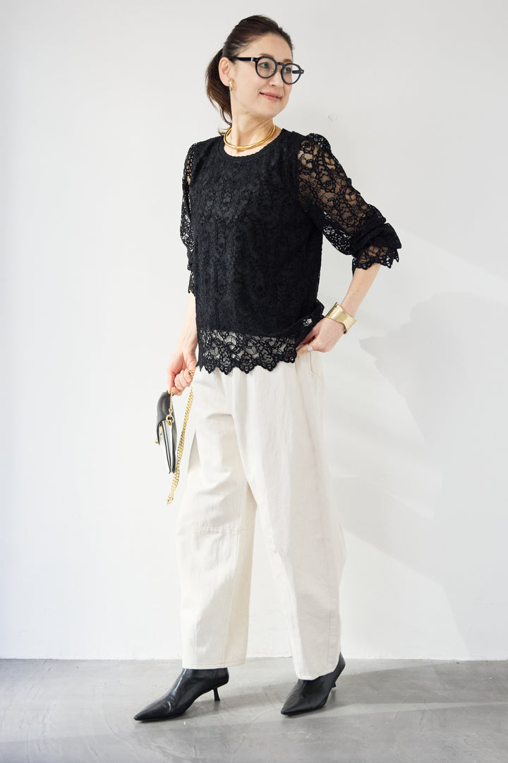 リネンデニムカーブパンツ