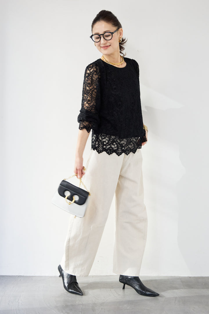 リネンデニムカーブパンツ