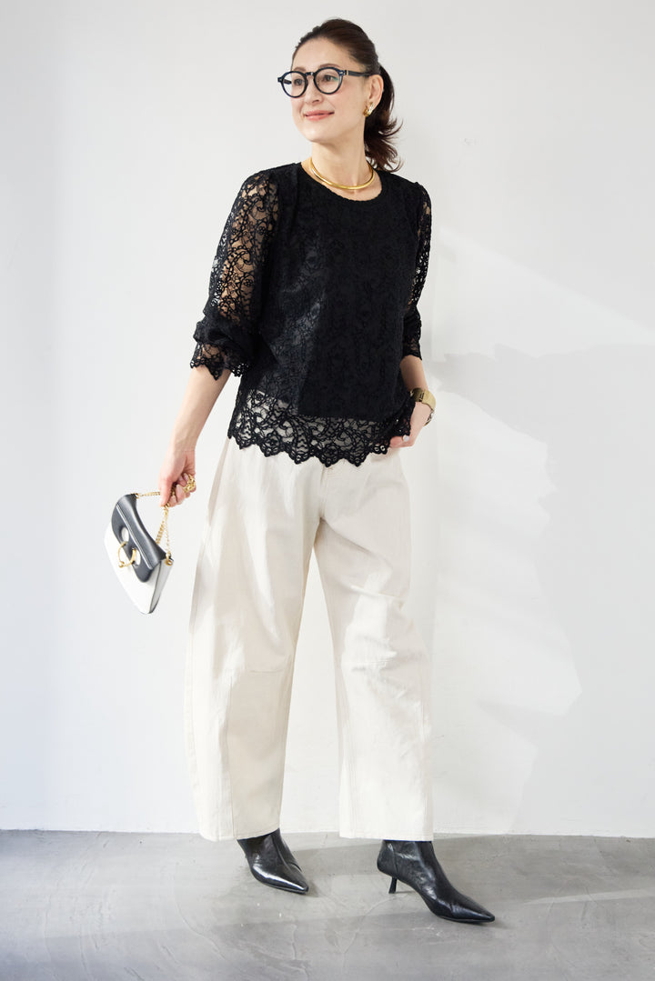 リネンデニムカーブパンツ