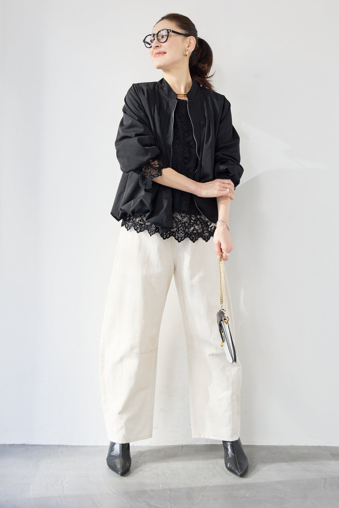 リネンデニムカーブパンツ