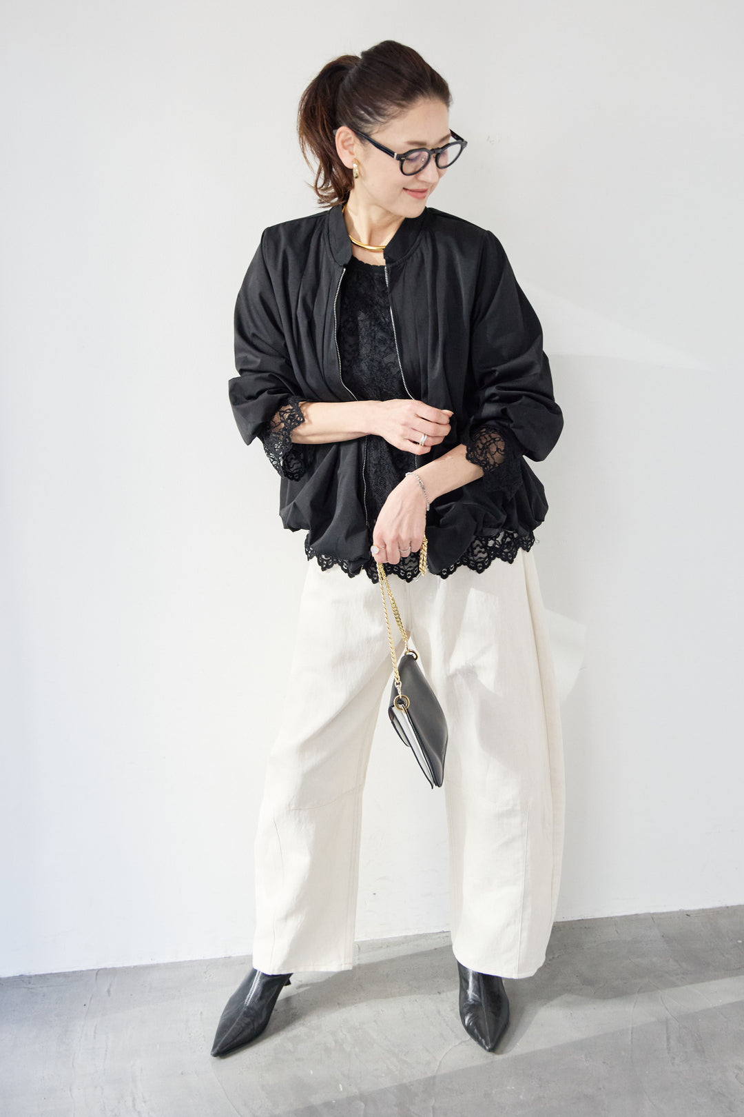 リネンデニムカーブパンツ