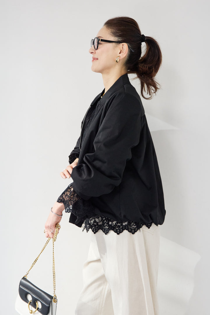 [SET]タックギャザーライトジャケット+リネンデニムカーブパンツ(2set)