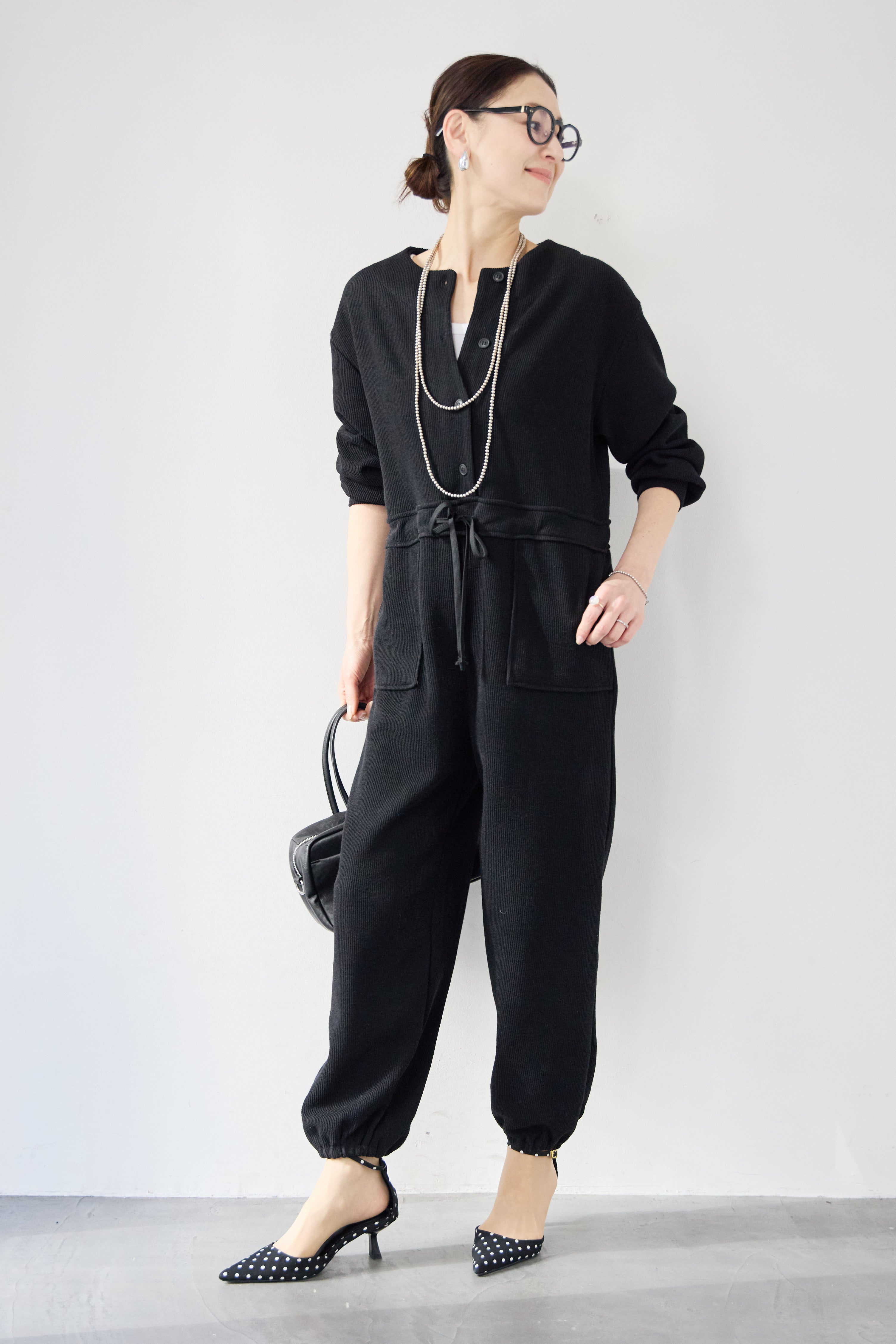 超美品PLUS OTO.HAリブジャージーオールインワン　サロペット　つなぎ リブジャージーオールインワン – plusotoha
