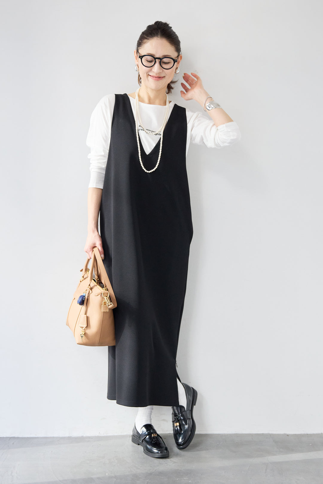 ロゴロンT付き Vネックジャンパースカートセット