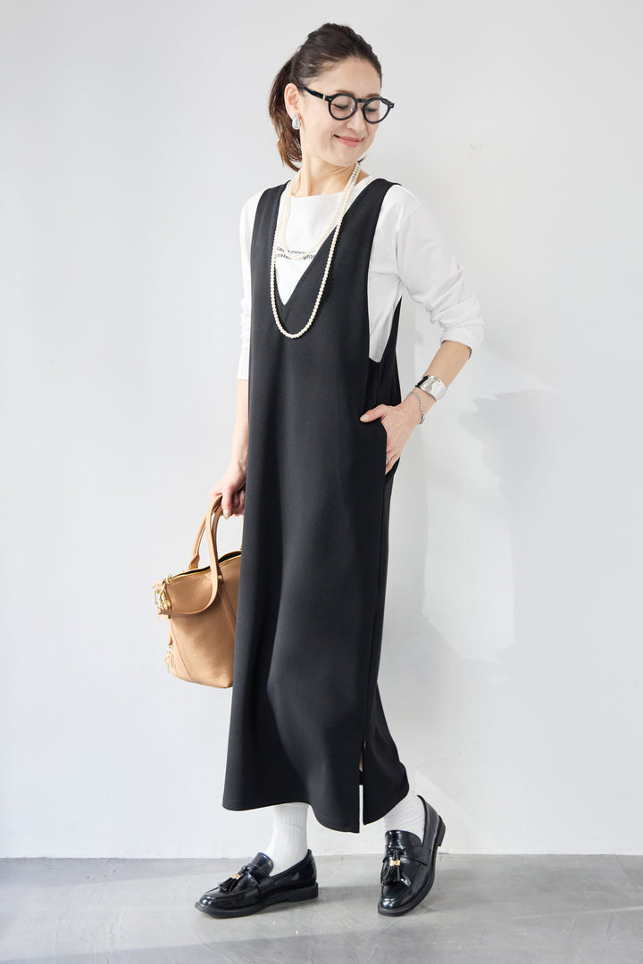 ロゴロンT付き Vネックジャンパースカートセット