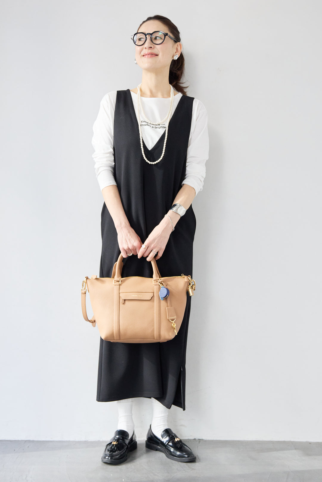 ロゴロンT付き Vネックジャンパースカートセット