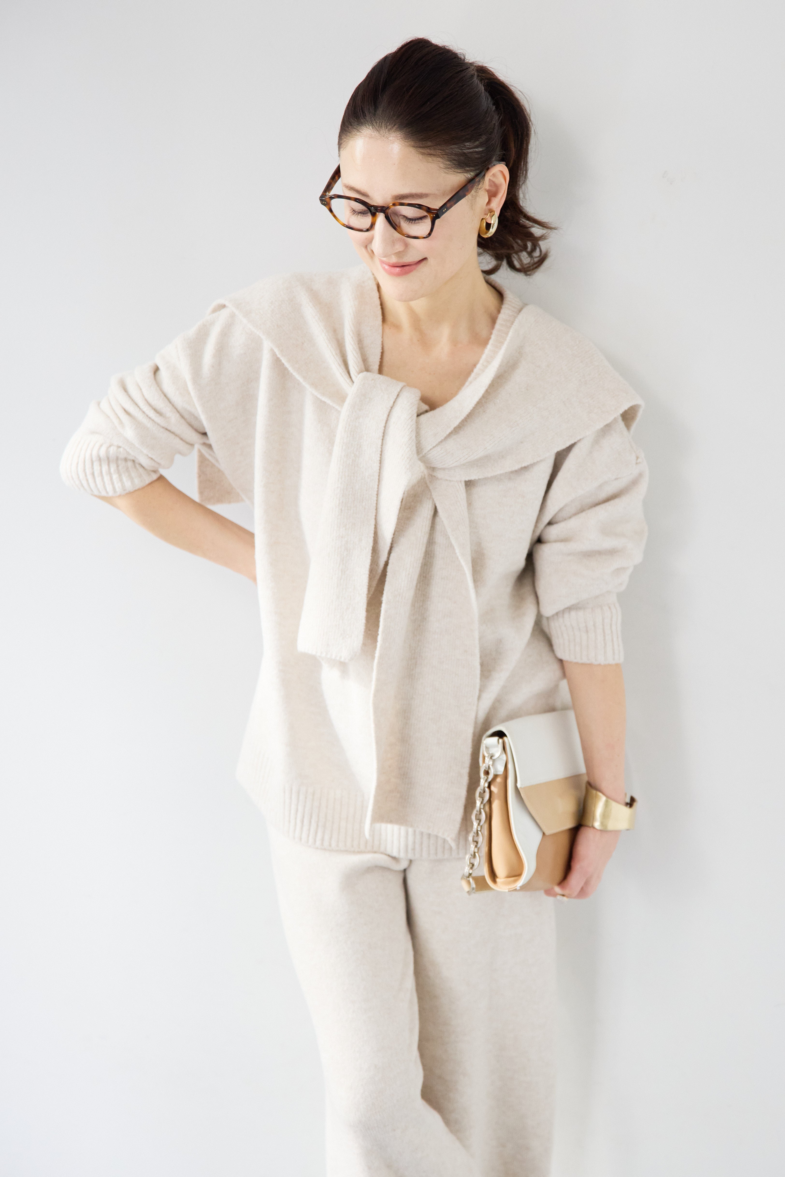 肩がけニット付き ニットセットアップ – plusotoha