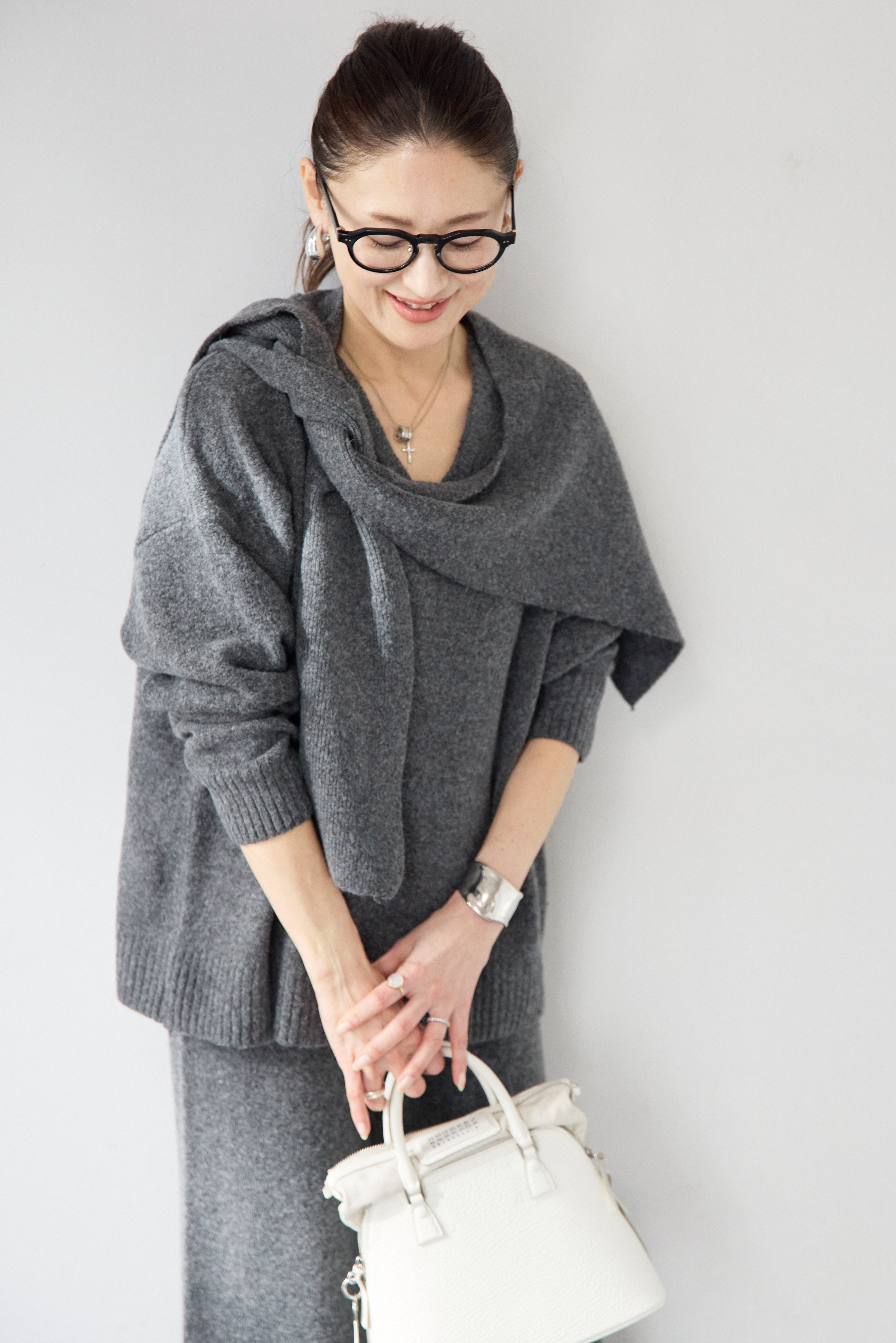 肩がけニット付き ニットセットアップ – plusotoha