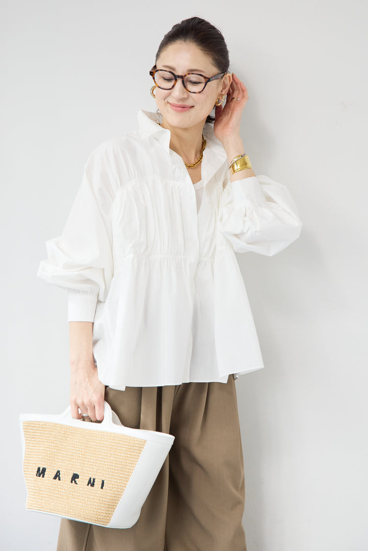 ギャザーデザイン シャツブラウス