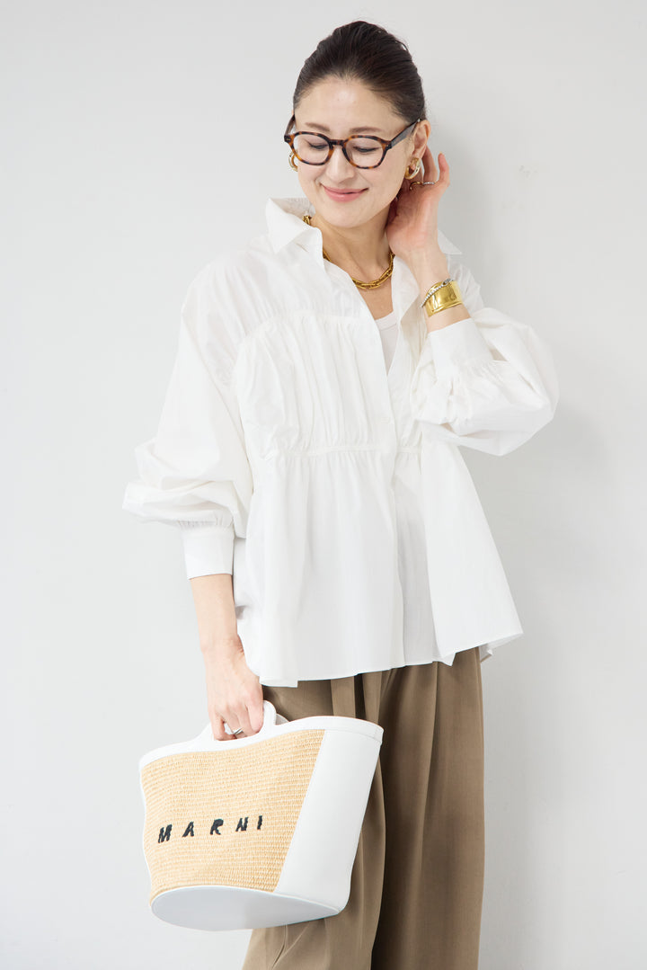 ギャザーデザイン シャツブラウス