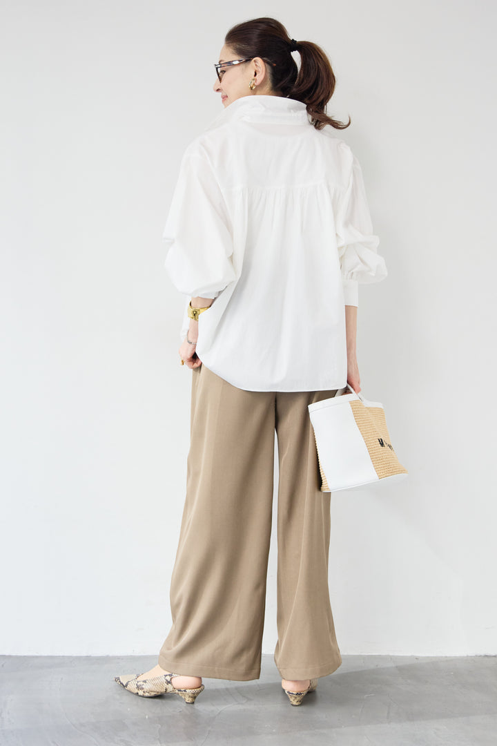 ギャザーデザイン シャツブラウス