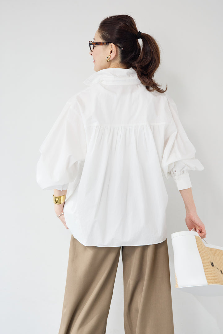 ギャザーデザイン シャツブラウス