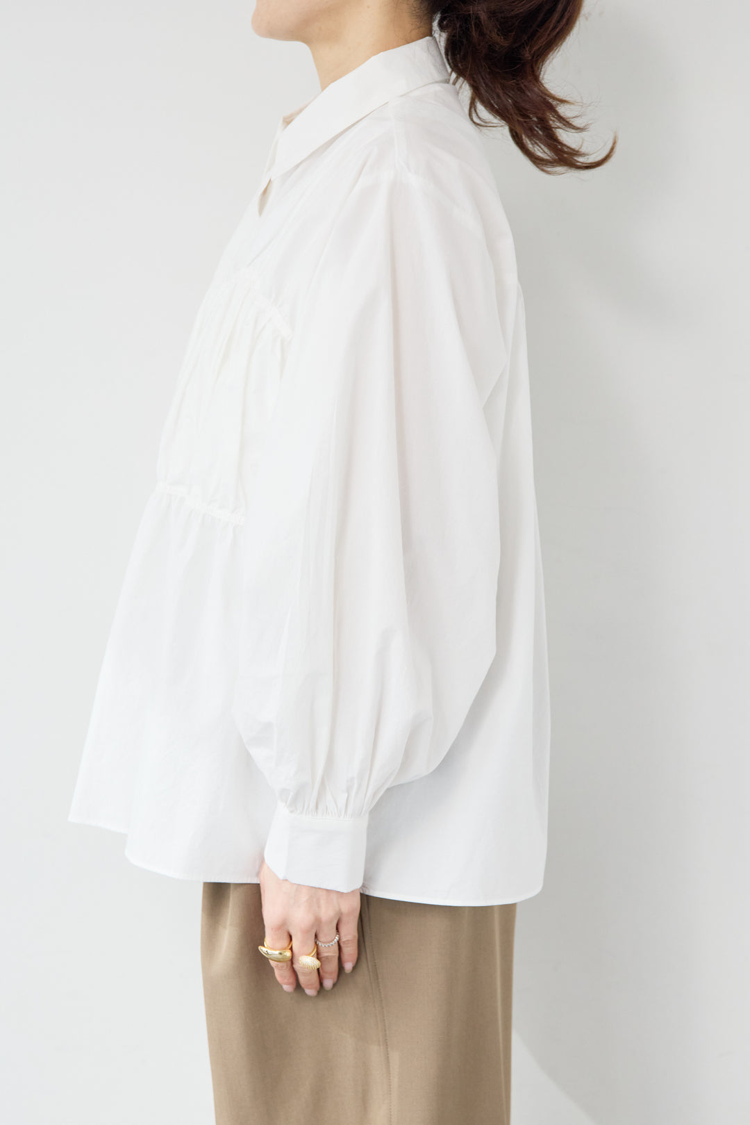 ギャザーデザイン シャツブラウス