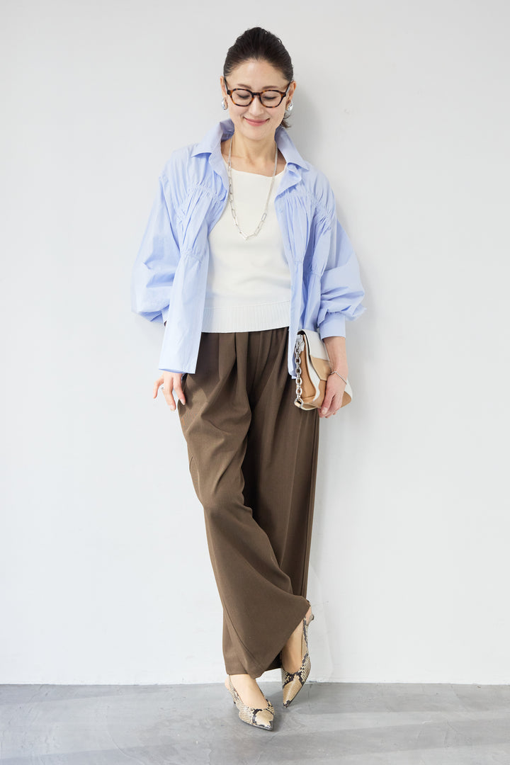 ギャザーデザイン シャツブラウス