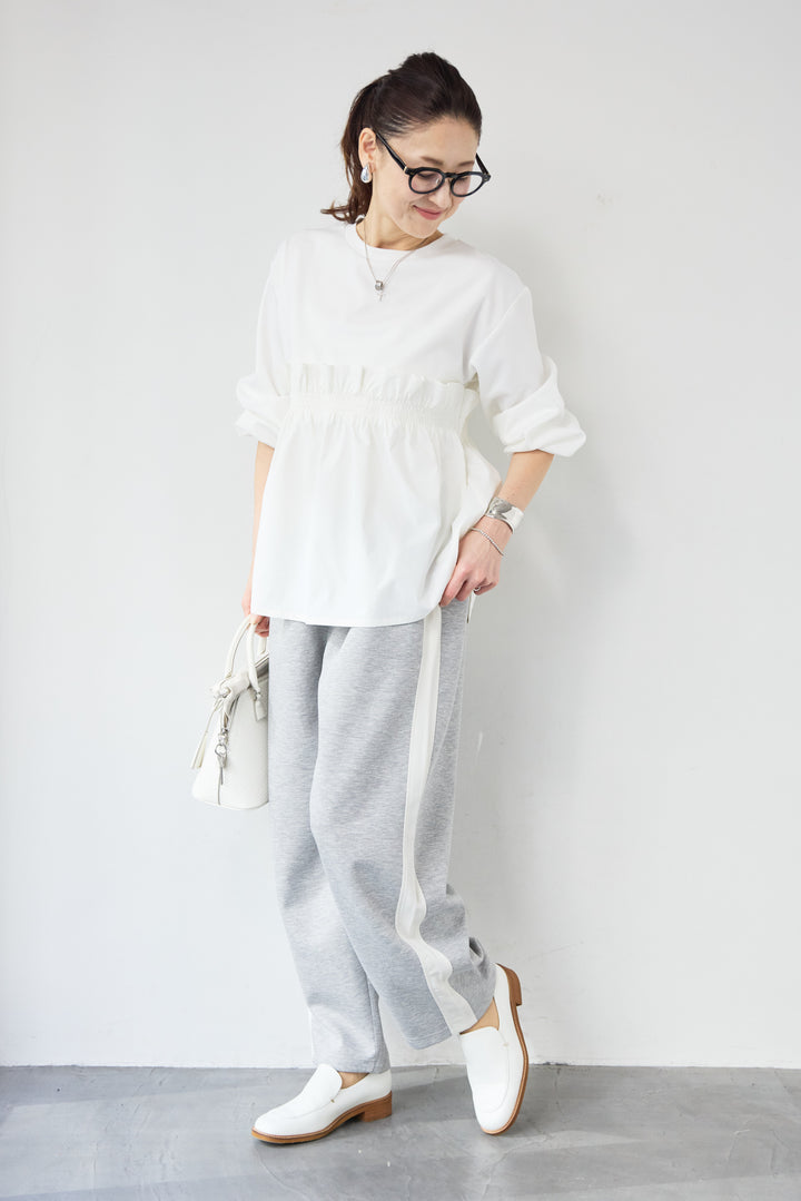 異素材切替サイドラインパンツ