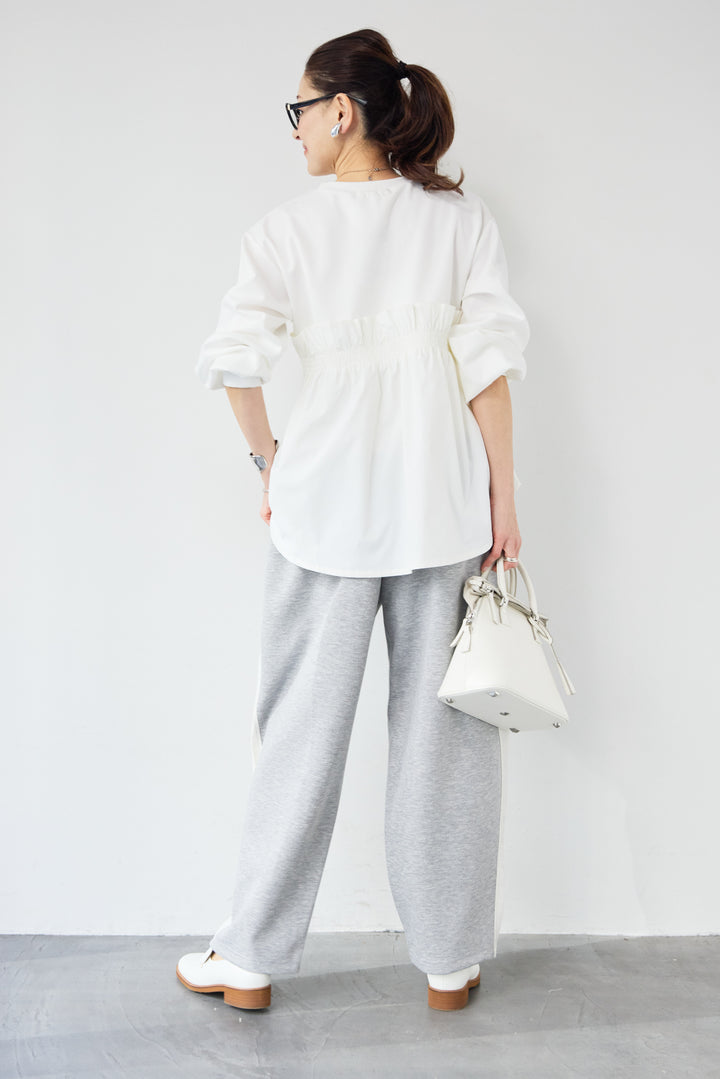 異素材切替サイドラインパンツ