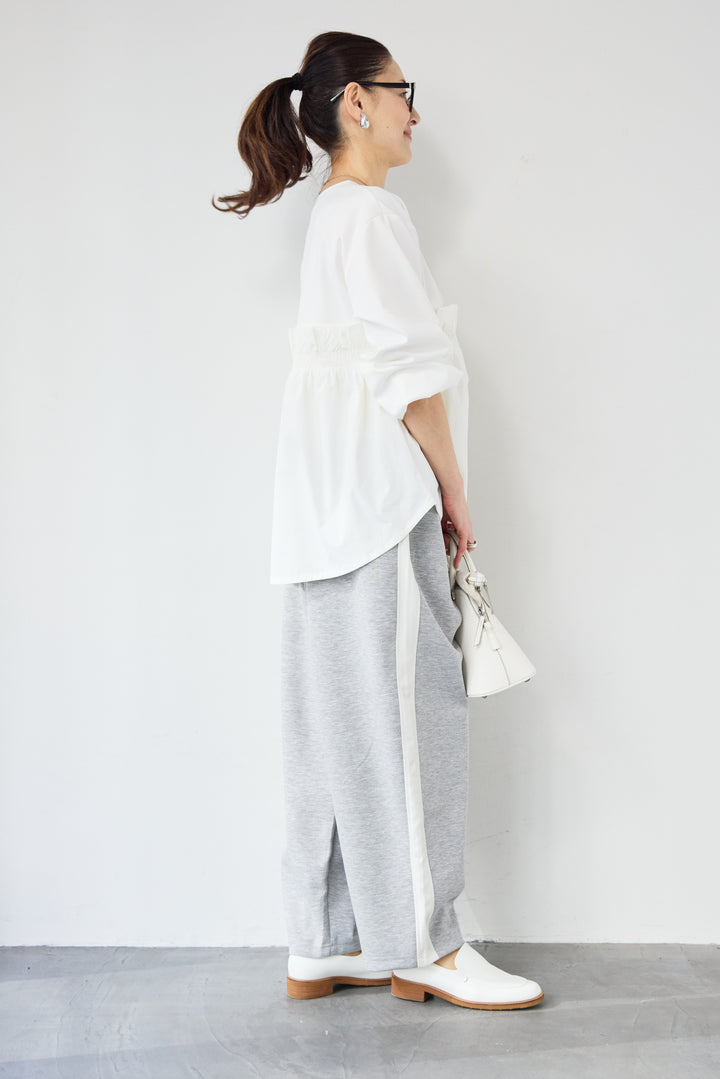 異素材切替サイドラインパンツ