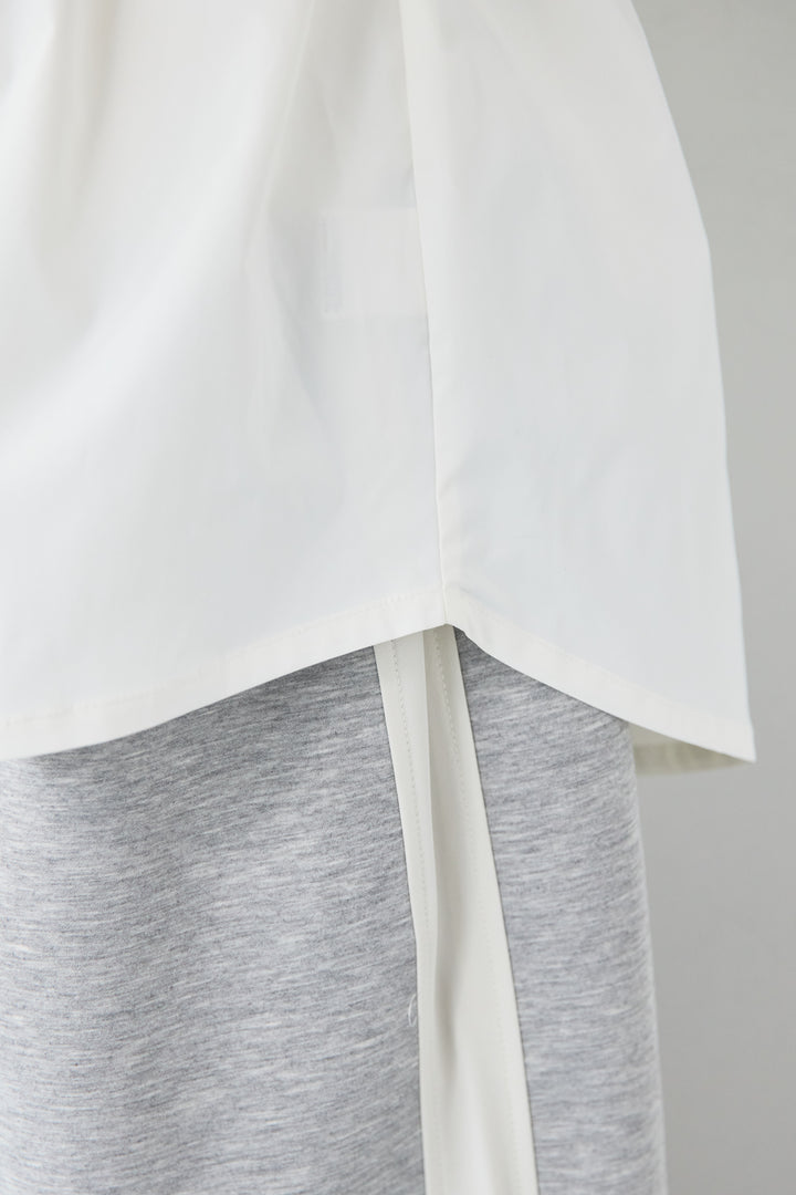 異素材切替 シャーリングトップス