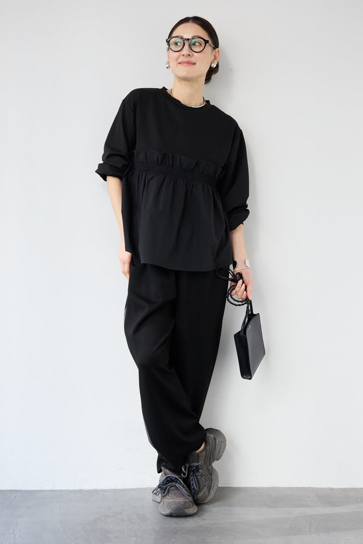 異素材切替サイドラインパンツ