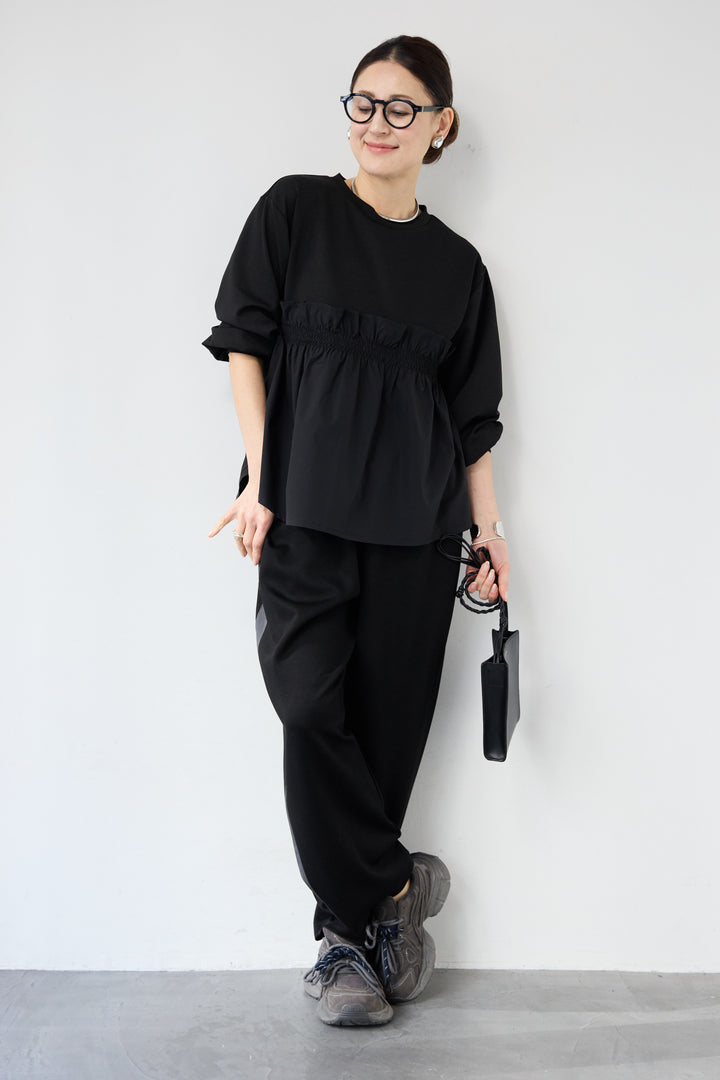 異素材切替サイドラインパンツ