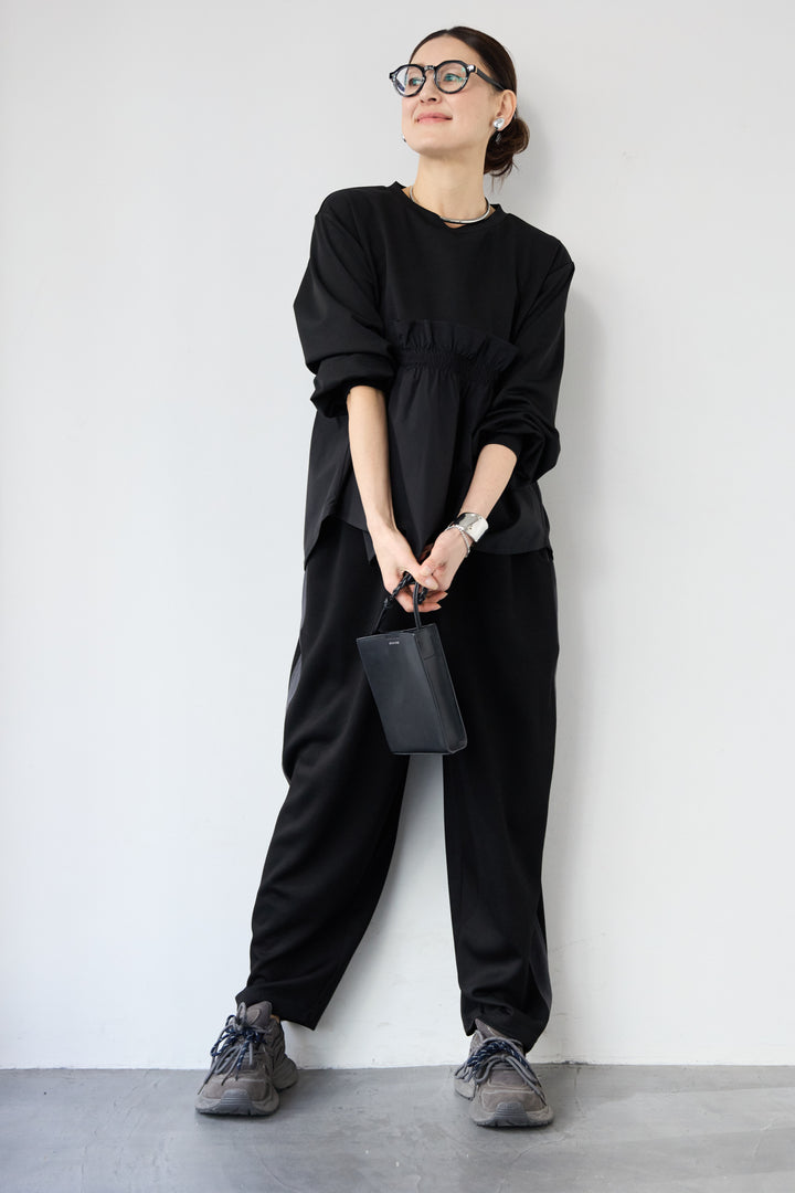 異素材切替サイドラインパンツ