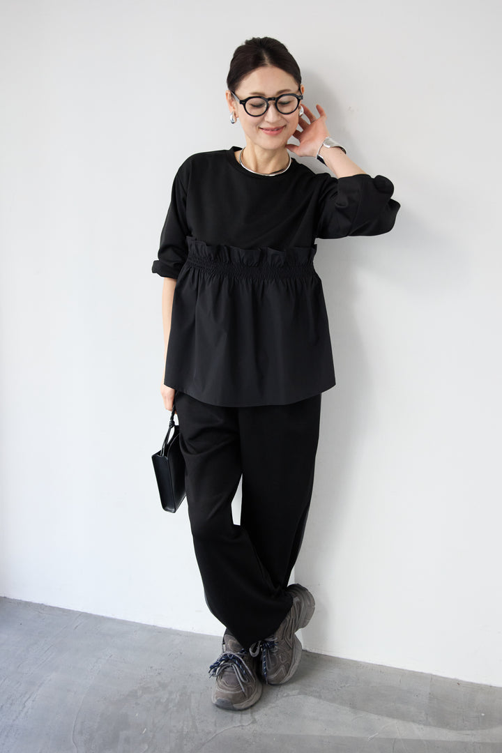 異素材切替サイドラインパンツ