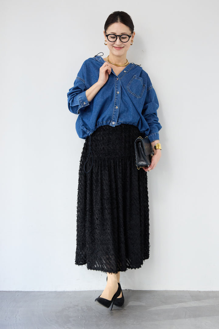 フリンジジャガード ティアードスカート