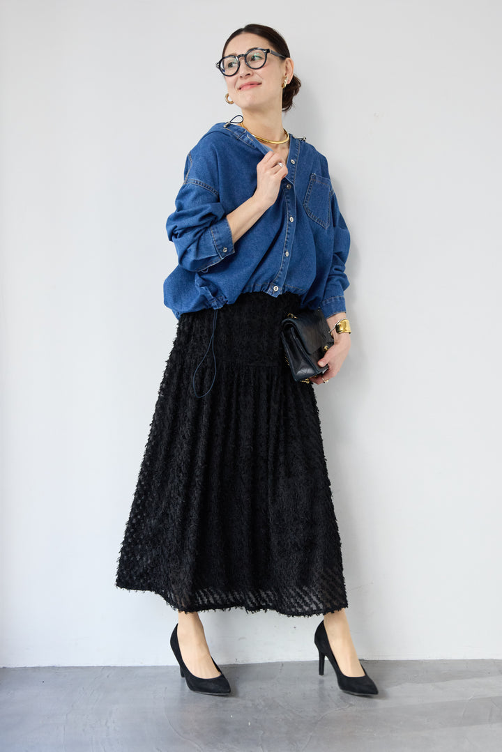 フリンジジャガード ティアードスカート