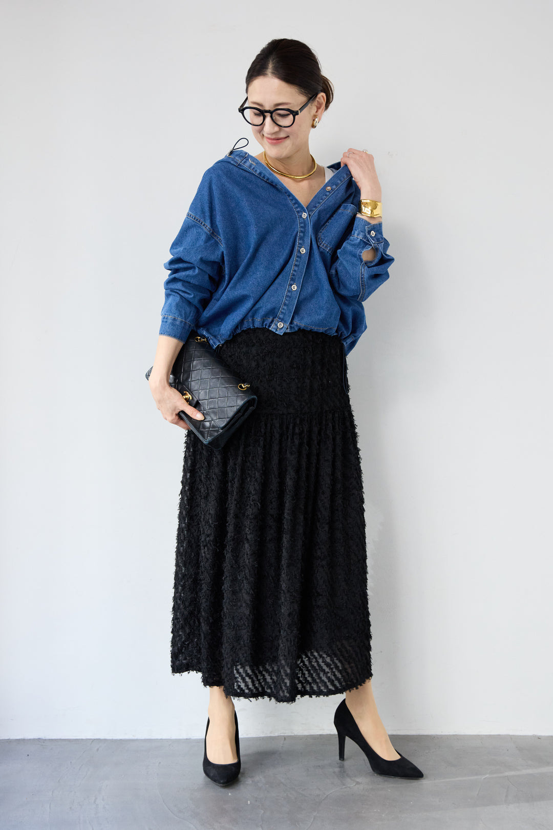 フリンジジャガード ティアードスカート